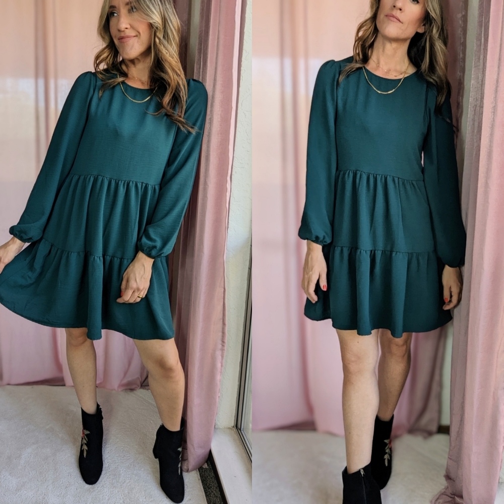 Emerald Green Tiered Dress